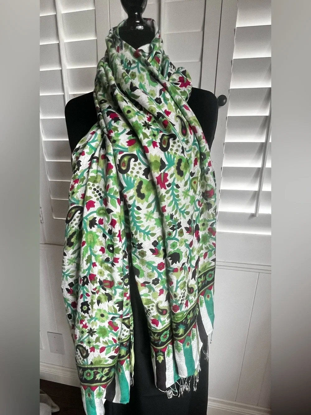 Floral Green Multi-Color Lightweight Scarf - Women Accessories